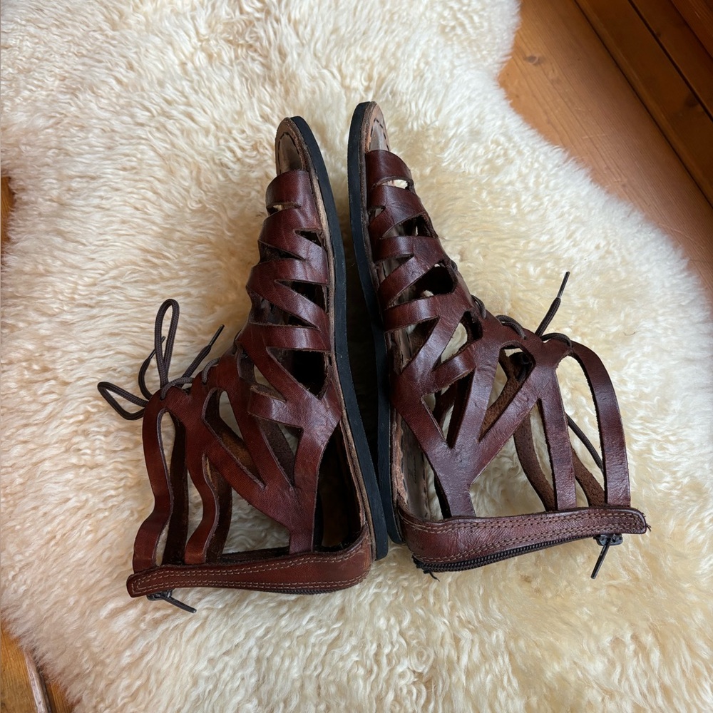Greek Leather Gladiator Sandals - image 4